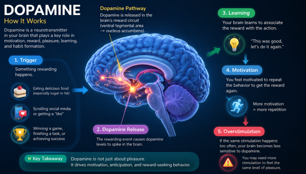 Dopamine pathway and brain reward system.