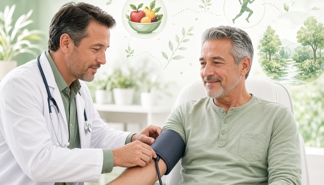 Doctor measuring a man’s blood pressure